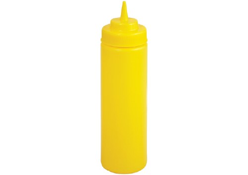 Winco PSW-32Y Plastic Wide Mouth Squeeze Bottle, Yellow, 6 Pc, 32 Oz