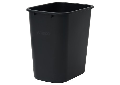 Winco PWR-28K Plastic Waste Basket, Black, 28 Qt