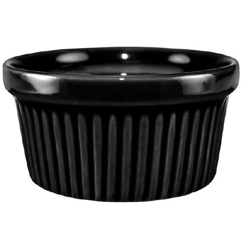 ITI RAMF-4-B Stoneware Ramekin, Fluted, Black, 36 Piece, 4 Oz