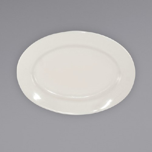 ITI RO-14 Stoneware Oval Plate, Roma, Wide Rim, Ivory, 12.5" X 9", Box of 6
