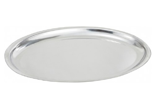 Winco SIZ-11 Stainless Steel Oval Sizzle Platter, Oval, 11"