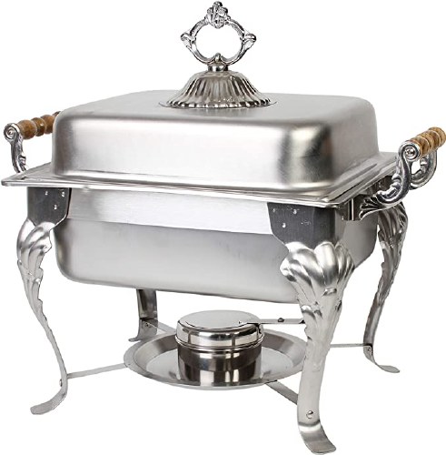 Thunder Group SLRCF0825 Stainless Steel Chafer with Wood Handle, 4 Qt, Half Size
