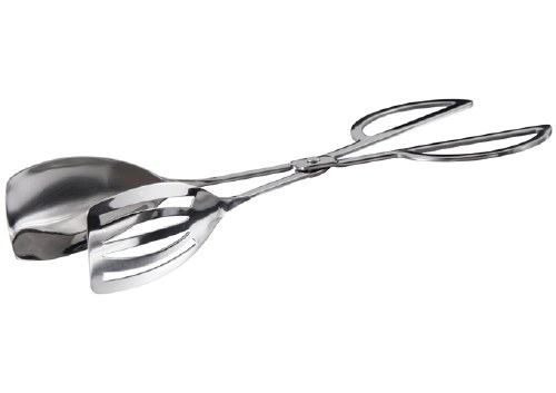 Winco ST-10S Stainless Steel Salad Tong, Solid/Slotted Spoon, 10"