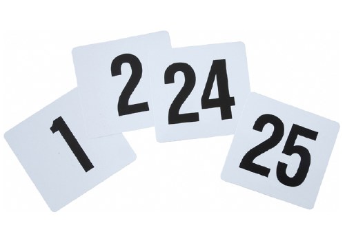 Winco TBN-25 Plastic Table Numbers, 1-25, Black and White, 4" X 3.75"