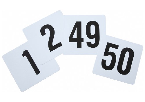 Winco TBN-50 Plastic Table Numbers, 1-50, Black and White, 4" X 3.75"