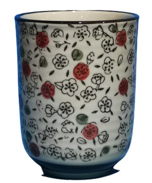 TEA CUP,9 OZ,GY/RD F,6/24