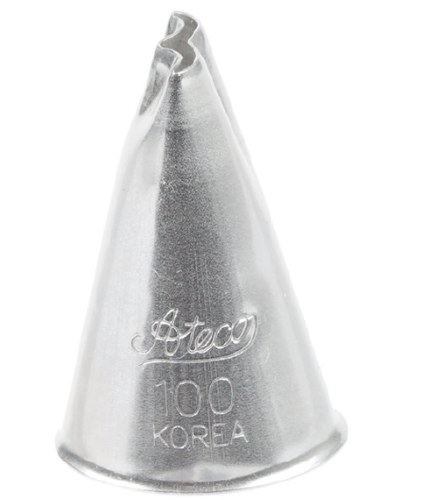 Ateco 100 Stainless Steel Piping Tip, Ruffle, Small Base Size, 0.4" Opening