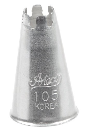 Ateco 105 Stainless Steel Piping Tip, Drop Flower, Small Base Size, 0.38" Opening