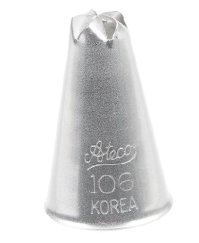 Ateco 106 Stainless Steel Piping Tip, Drop Flower, Small Base Size, 0.3" Opening