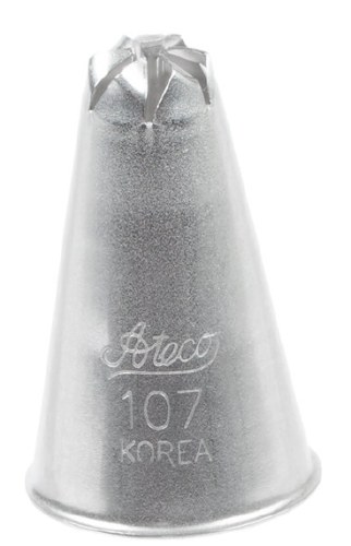 Ateco 107 Stainless Steel Piping Tip, Drop Flower, Small Base Size, 0.3" Opening