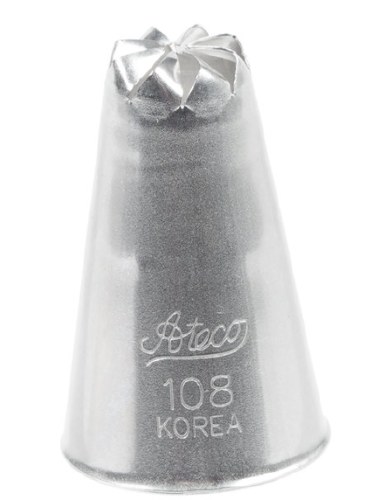 Ateco 108 Stainless Steel Piping Tip, Drop Flower, Medium Base Size, 0.5" Opening