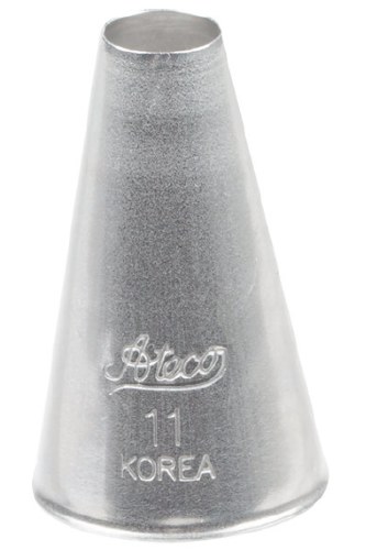 Ateco 11 Stainless Steel Piping Tip, Plain, Small Base Size, 0.28" Opening