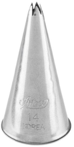 Ateco 14 Stainless Steel Piping Tip, Opened Star, Small Base Size, 0.14" Opening