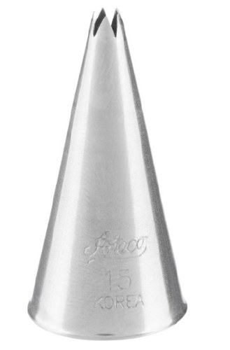 Ateco 15 Stainless Steel Piping Tip, Opened Star, Small Base Size, 0.14" Opening