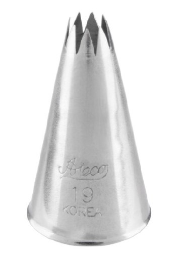 Ateco 19 Stainless Steel Piping Tip, Opened Star, Small Base Size, 0.19" Opening