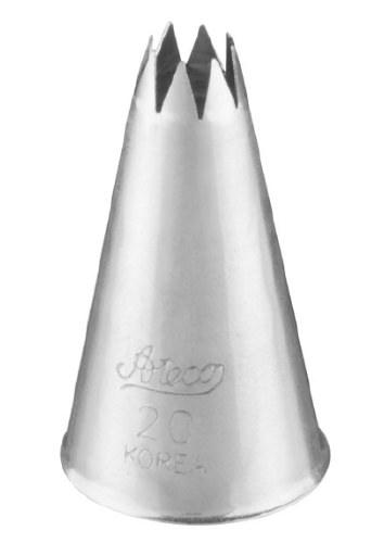 Ateco 20 Stainless Steel Piping Tip, Opened Star, Small Base Size, 0.24" Opening