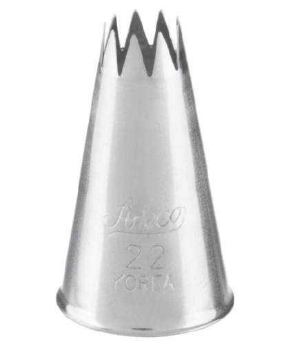 Ateco 22 Stainless Steel Piping Tip, Opened Star, Small Base Size, 0.335" Opening