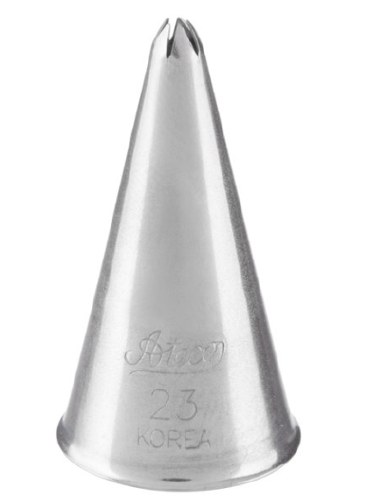 Ateco 23 Stainless Steel Piping Tip, Closed Star, Small Base Size, 0.15" Opening