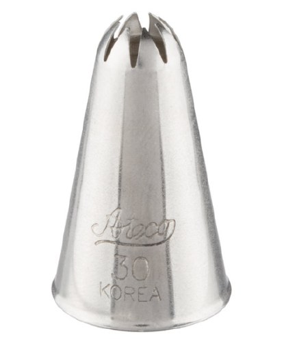 Ateco 30 Stainless Steel Piping Tip, Closed Star, Small Base Size, 0.28" Opening