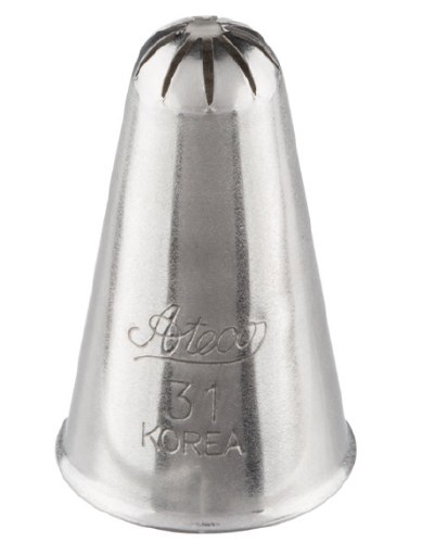 Ateco 31 Stainless Steel Piping Tip, Closed Star, Small Base Size, 0.3" Opening
