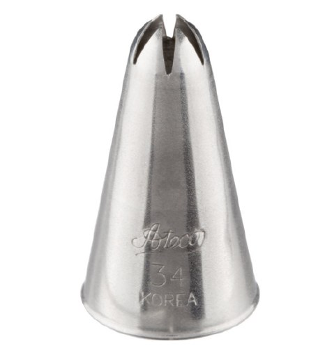 Ateco 34 Stainless Steel Piping Tip, Closed Star, Small Base Size, 0.29" Opening