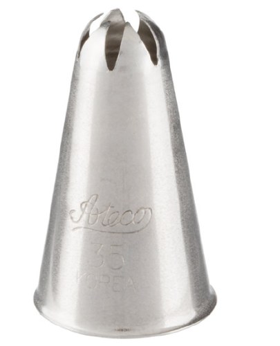 Ateco 35 Stainless Steel Piping Tip, Closed Star, Small Base Size, 0.3" Opening