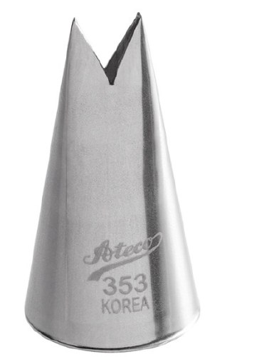Ateco 353 Stainless Steel Piping Tip, Leaf, Small Base Size, 0.33" Opening