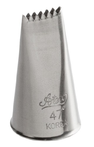 Ateco 47' Stainless Steel Piping Tip, Basketweave, Small Base Size, 0.3" Opening