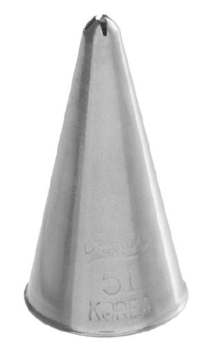 Ateco 51 Stainless Steel Piping Tip, Cross-Top, Small Base Size, 0.13" Opening