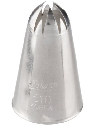 Ateco 510 Stainless Steel Piping Tip, Closed Star, Medium Base Size, 0.48" Opening