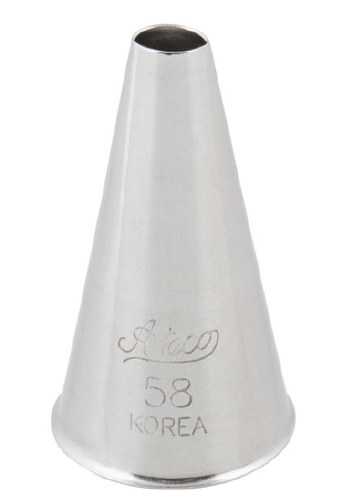Ateco 58 Stainless Steel Piping Tip, Plain, Small Base Size, 0.18" Opening