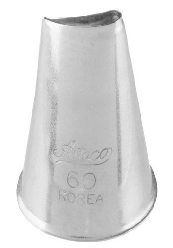 Ateco 60 Stainless Steel Piping Tip, Curved Petal, Small Base Size, 0.33" Opening