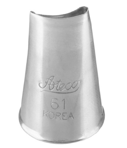 Ateco 61 Stainless Steel Piping Tip, Curved Petal, Small Base Size, 0.449" Opening