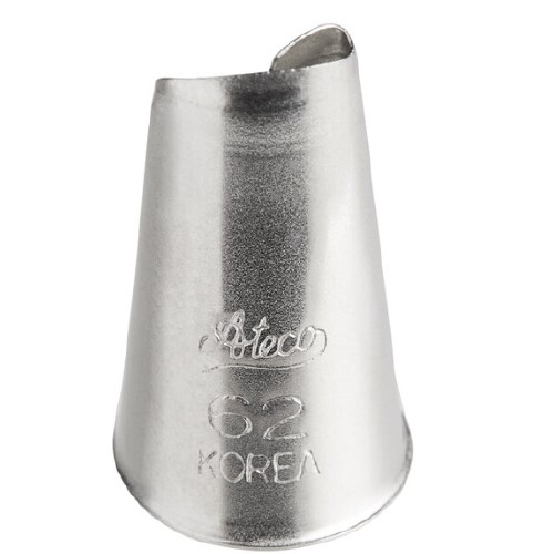 Ateco 62 Stainless Steel Piping Tip, Curved Petal, Small Base Size, 0.42" Opening