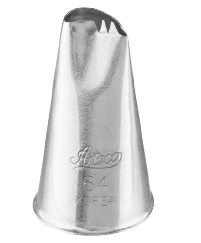 Ateco 64 Stainless Steel Piping Tip, Curved Petal, Small Base Size, 0.3385" Opening