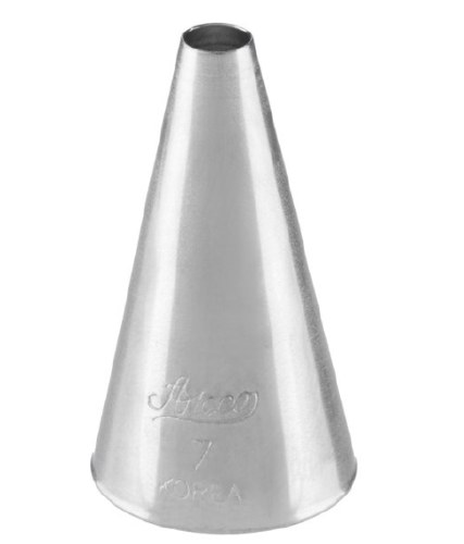 Ateco 7 Stainless Steel Piping Tip, Plain, Small Base Size, 0.15" Opening