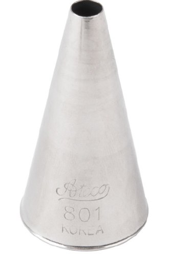 Ateco 801 Stainless Steel Piping Tip, Plain, Medium Base Size, 0.19" Opening