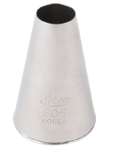 Ateco 806 Stainless Steel Piping Tip, Plain, Medium-Large Base Size, 0.5" Opening