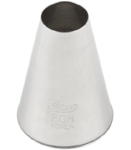 Ateco 808 Stainless Steel Piping Tip, Plain, Large Base Size, 0.63" Opening
