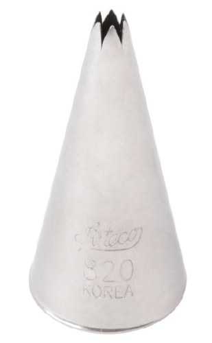 Ateco 820 Stainless Steel Piping Tip, Open Star, Medium Base Size, 0.304" Opening