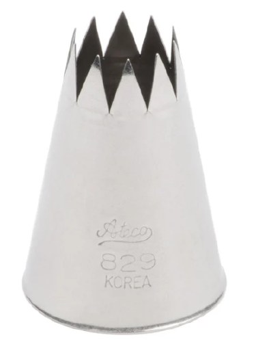 Ateco 829 Stainless Steel Piping Tip, Opened Star, Large Base Size, 0.79" Opening