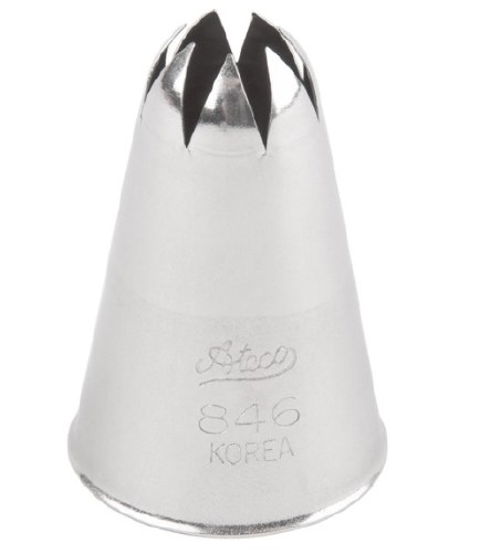 Ateco 846 Stainless Steel Piping Tip, Closed Star, Medium-Large Base Size, 0.6" Opening
