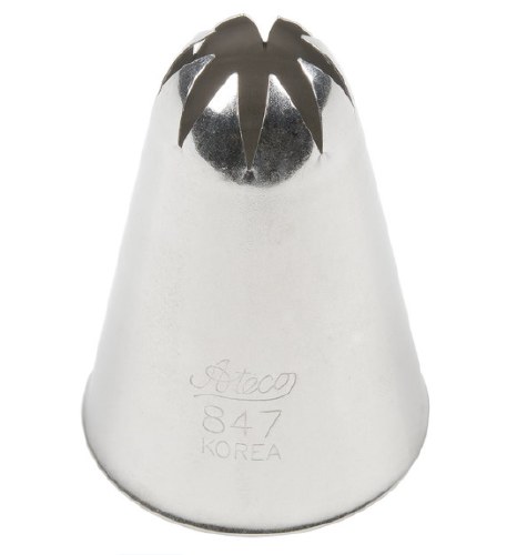 Ateco 847 Stainless Steel Piping Tip, Closed Star, Large Base Size, 0.66" Opening