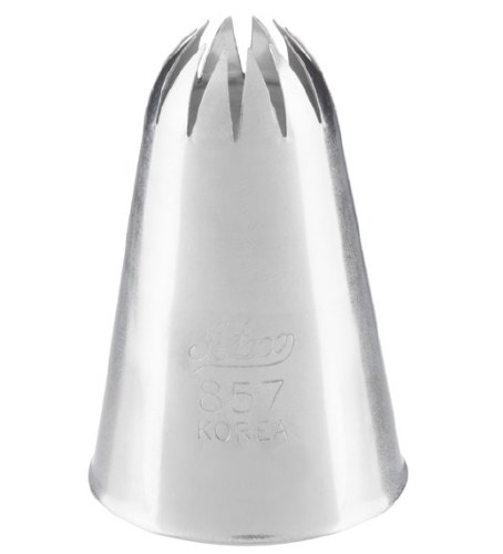 Ateco 857 Stainless Steel Piping Tip, Closed Star, Medium-Large Base Size, 0.66" Opening