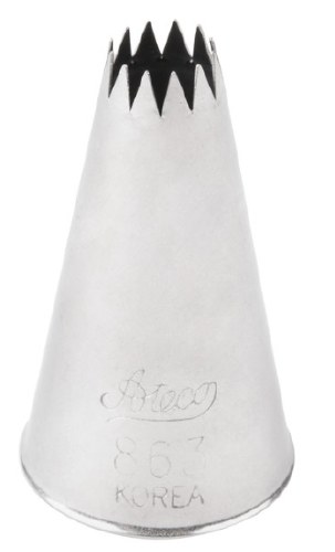 Ateco 863 Stainless Steel Piping Tip, French Star, Medium Base Size, 0.39" Opening