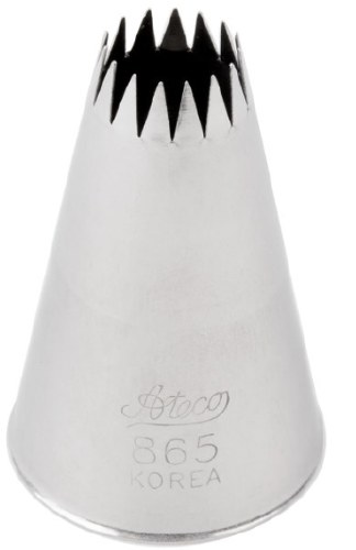 Ateco 865 Stainless Steel Piping Tip, French Star, Medium-Large Base Size, 0.52" Opening
