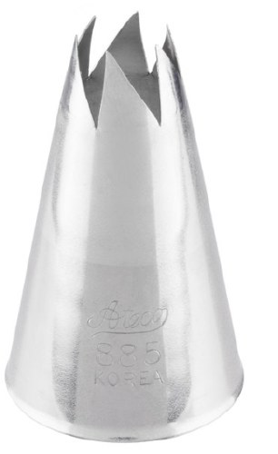 Ateco 885 Stainless Steel Piping Tip, Rose, Medium-Large Base Size, 0.61" Opening