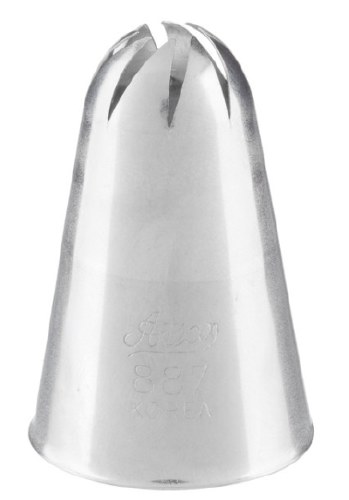 Ateco 887 Stainless Steel Piping Tip, Swirl, Medium-Large Base Size, 0.68" Opening