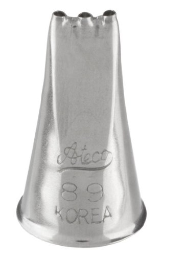 Ateco 89 Stainless Steel Piping Tip, 3-Hole Plain, Small Base Size, 0.25" Opening