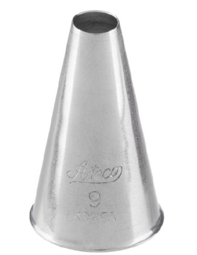 Ateco 9 Stainless Steel Piping Tip, Plain, Small Base Size, 0.2" Opening